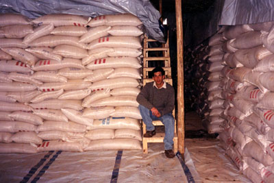Sand in a flour warehouse
