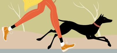 Woman and dog jogging