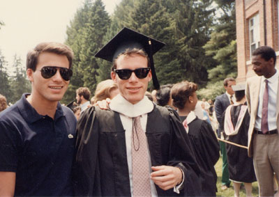 Jeremy Littman stands with his brother Jonathan at Jonathan's graduation from Vassar College in 1985