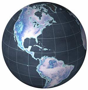World globe showing North and South America