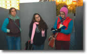 Carla Hung '08, Elizabeth Sequenzia '06, and Laura Robbins '06 visit a Holocaust memorial in Berlin