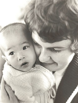 Bindy Crouch with mother Judy in 1975