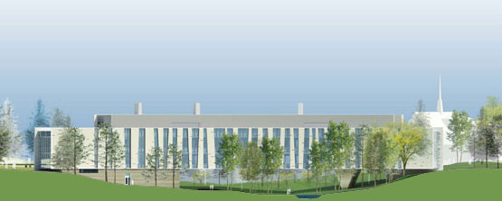 Architectural rendering of Integrated Science Building looking North