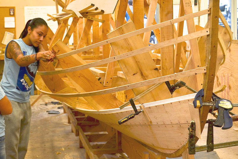 One of the group’s most ambitious endeavors—building a 29-foot whaleboat reproduction.