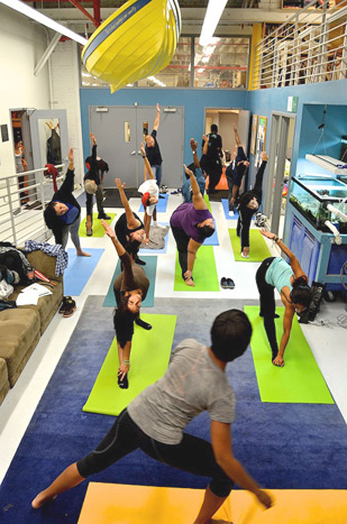 A yoga class at Rocking the Boat, which takes a holistic approach to improving the lives of youth in the Bronx.
