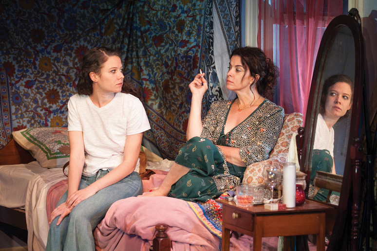 Molly Carden and Annabella Sciorra in the Powerhouse’s Downtown Race Riot, by Seth Zvi-Rosenfeld, directed by Scott Elliott.