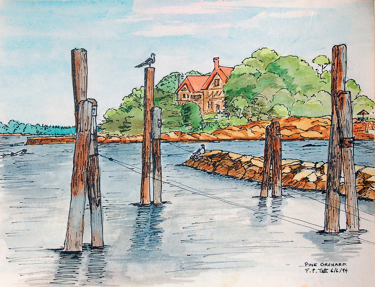 Taft's painting of Pine Orchard in Branford, CT, where she has spent every summer of her life.